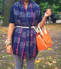 Plaid Blanket Scarf bundled up 3