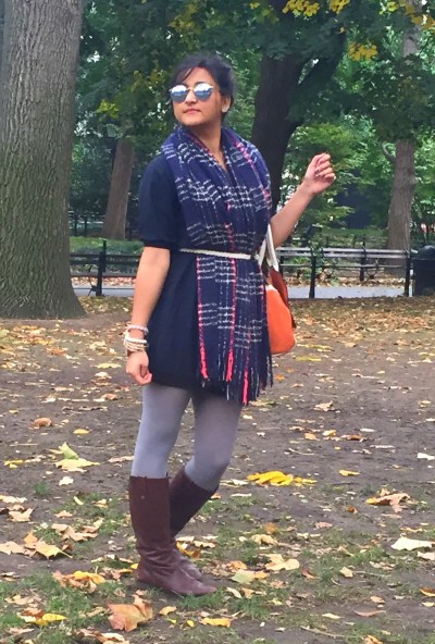 Plaid Blanket Scarf bundled up 4