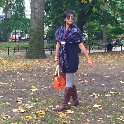 Plaid Blanket Scarf knotted 3