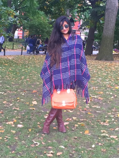 Plaid Blanket Scarf Poncho 2