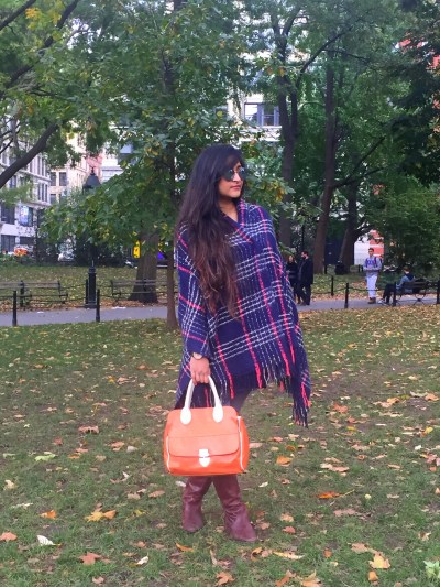 Plaid Blanket Scarf Poncho 3