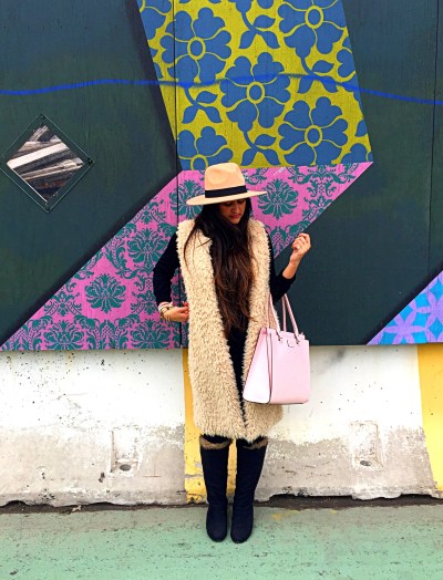 How to style fur vest outfit 1