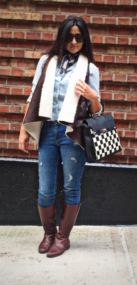 Faux Shearling Vest Outfit 1