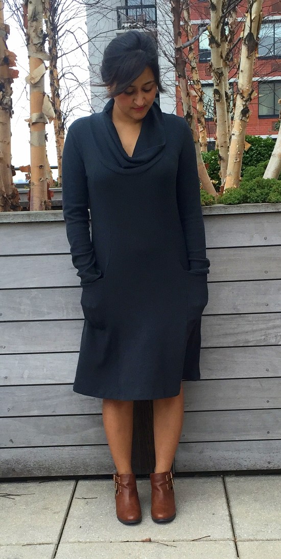 How to Wear Cowl Neck Sweater Dress 4