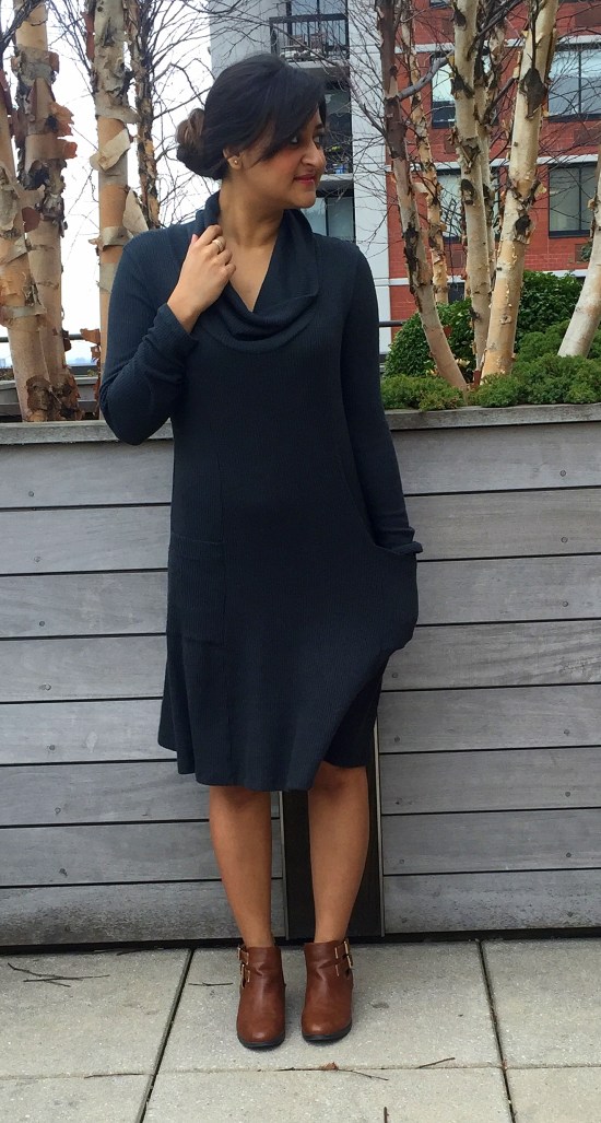 How to Wear Cowl Neck Sweater Dress 5