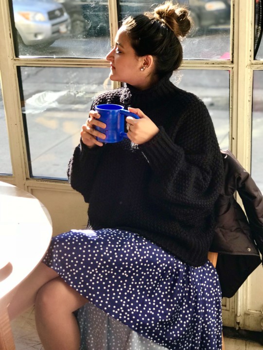 Winter Sweater and Skirt Combination Outfit 1