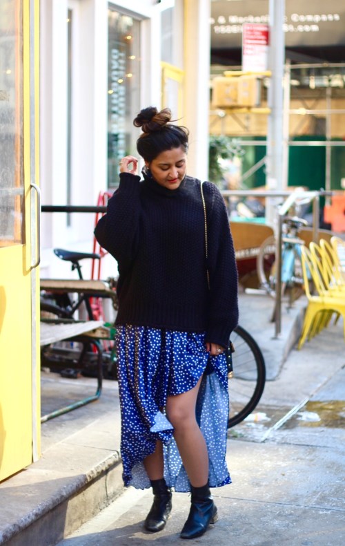 Winter Sweater and Skirt Combination Outfit 2