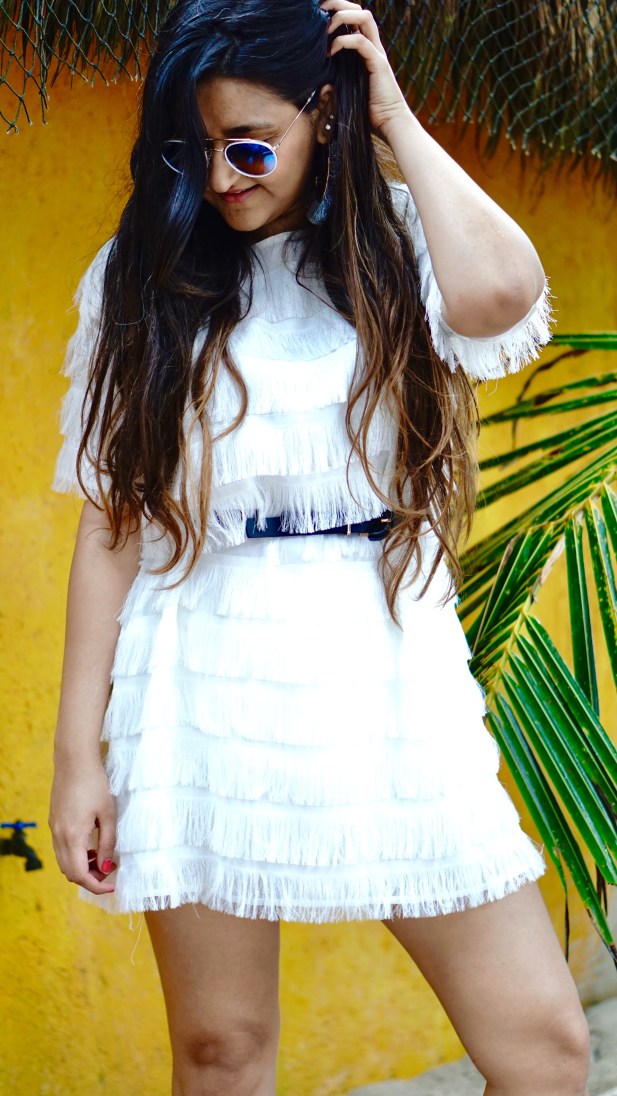 Fringe dress for vacation outfit idea 5
