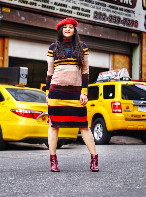 Striped Sweater Dress Outfit 1